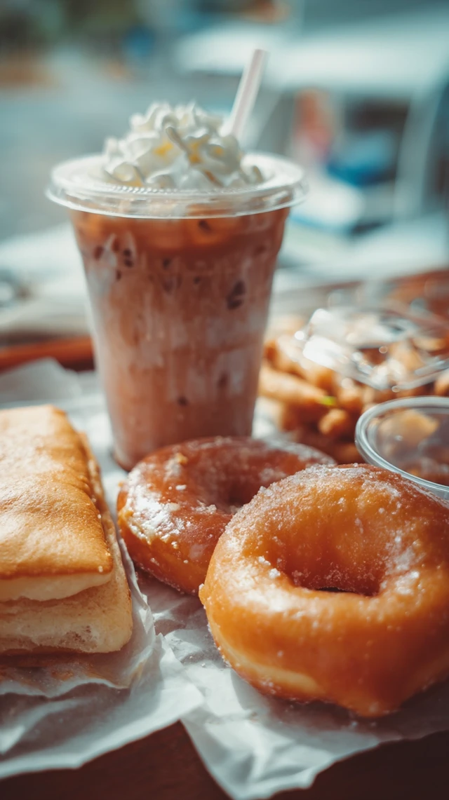 Unhealthy Food Overload Donut Coffee Bread