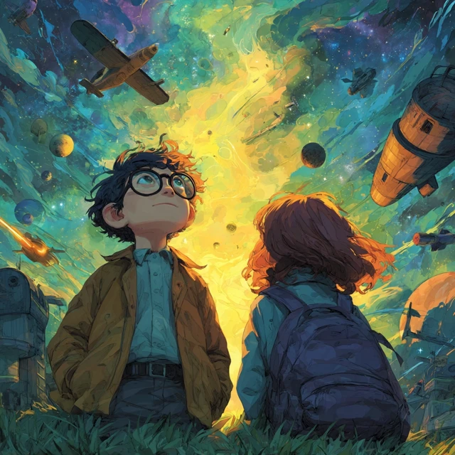 Children Dream Big Space Illustration