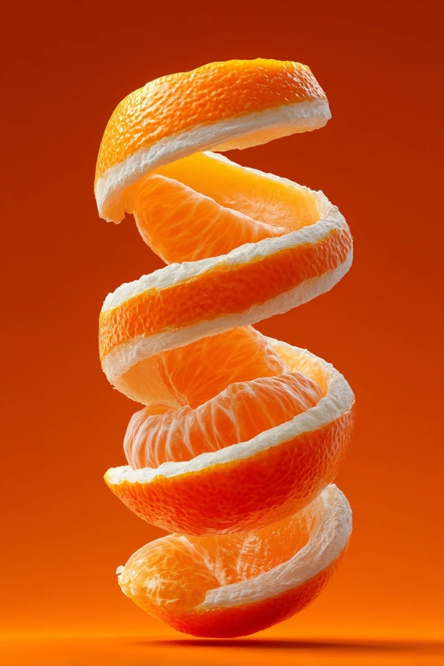 Mandarin Orange Spiral Peel Photography