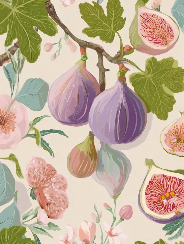Fig Pattern Pastel Seamless Floral Background