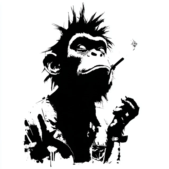 Gorillaz Style Monkey Stencil Art