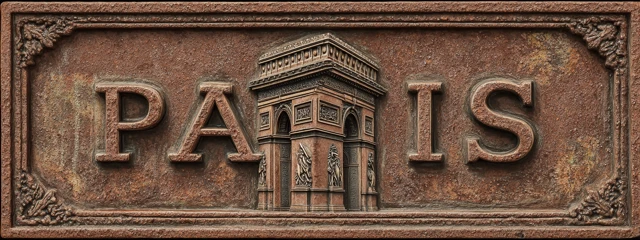 Vintage Paris Metal Sign Arc de Triomphe 3D Relief