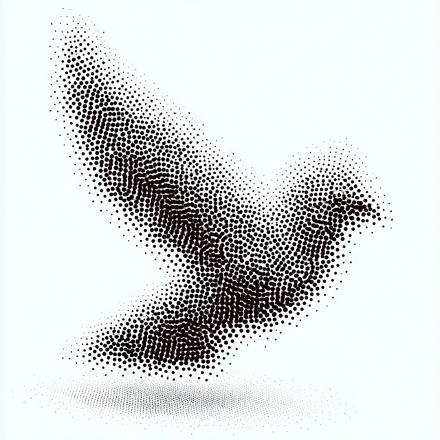 Black and White Bird Icon Halftone
