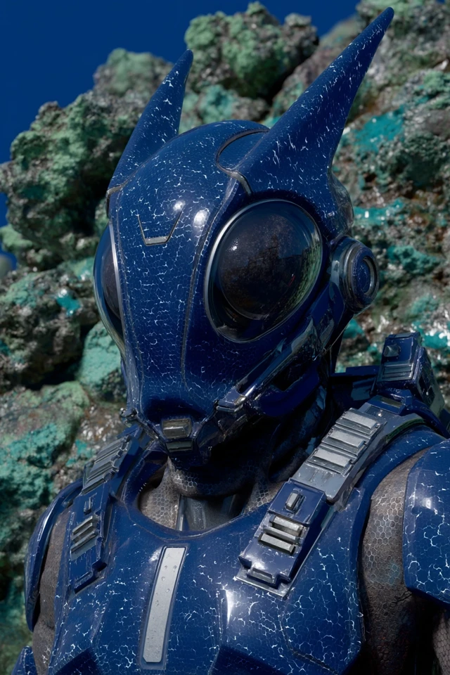 Futuristic Bee Suit 3D Render Cosmic Aura Space