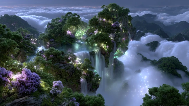 Surreal Floating Island Fantasy Landscape Art