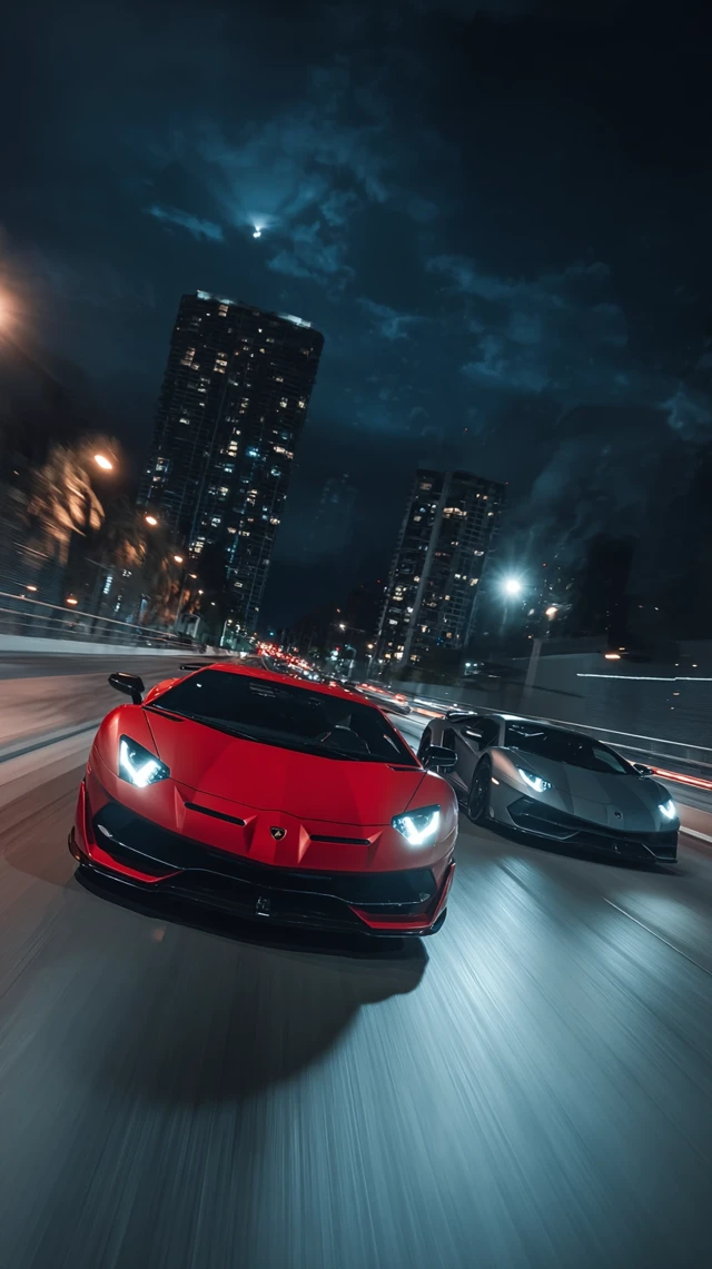 Lamborghini Aventador SVJ Race at Night