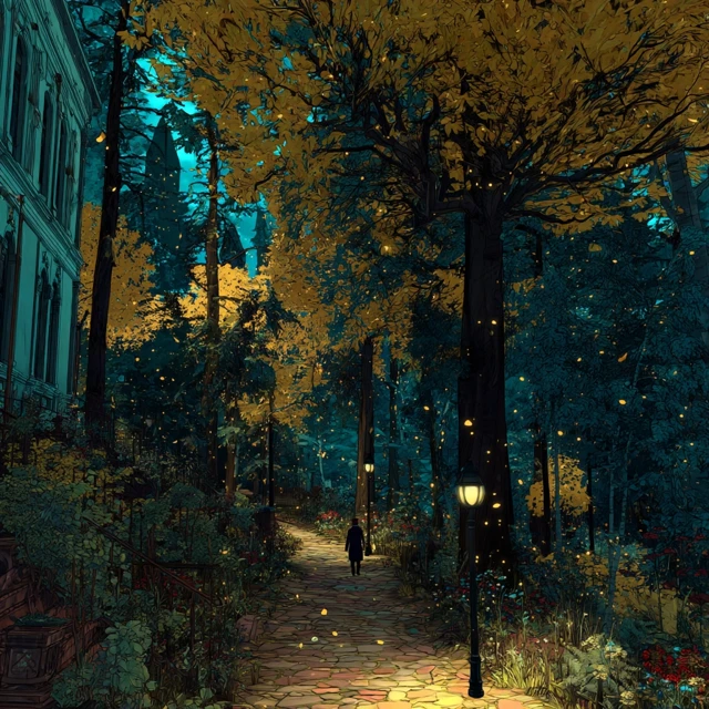Forest Path Academy Fantasy Illustration