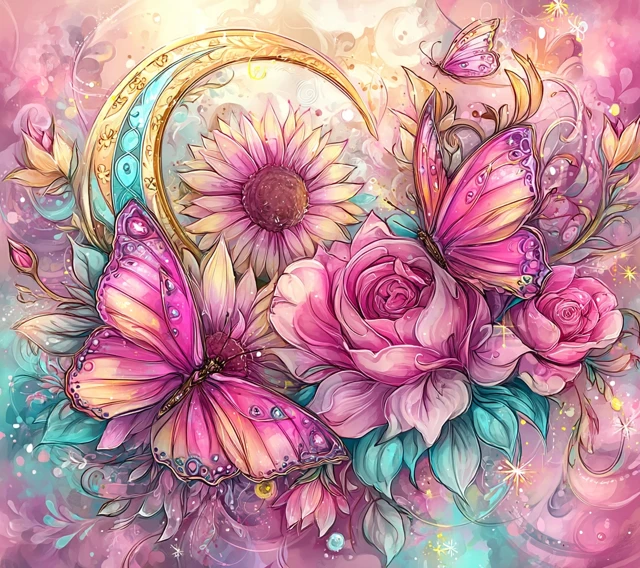 Pastel Butterfly Floral Fantasy Art