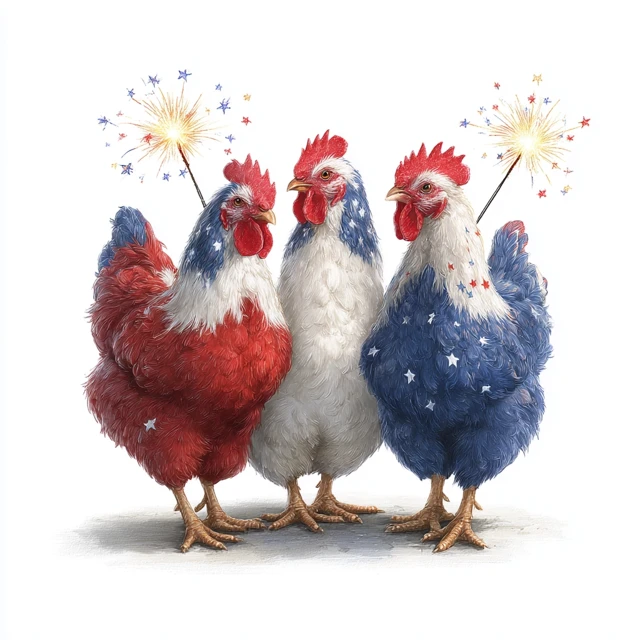 Cute Chickens Celebrating Fourth of July