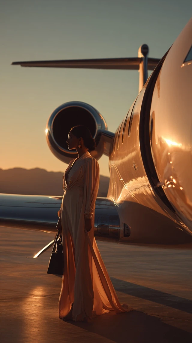 Woman Boarding Private Jet Luxury Lifestyle Photography