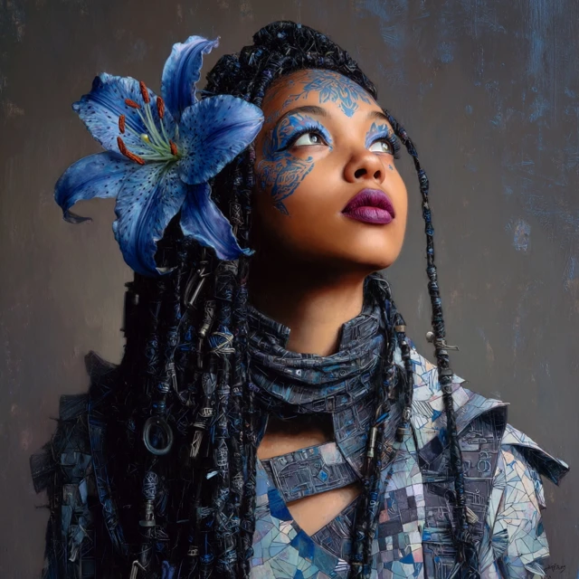 Afro Asian Woman Oil Painting Fantasy Art