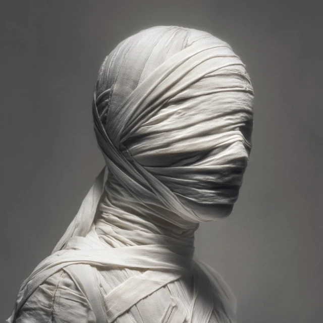 Mummy in White Bandages Minimalist Illustration