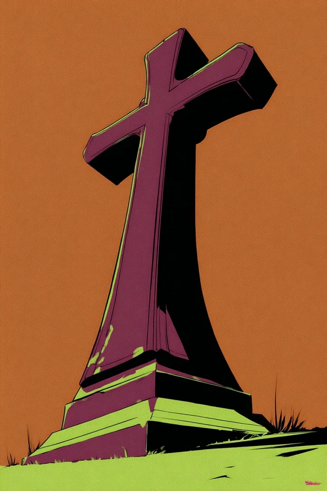Abstract Gravestone Cross Illustration