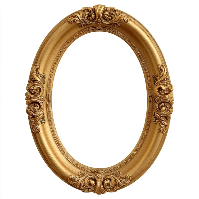 Gold Oval Frame PNG 18th Century Style