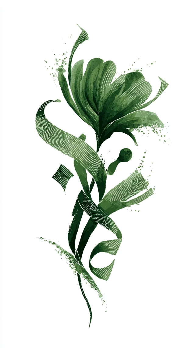 Green Floral Illustration Arabic Calligraphy