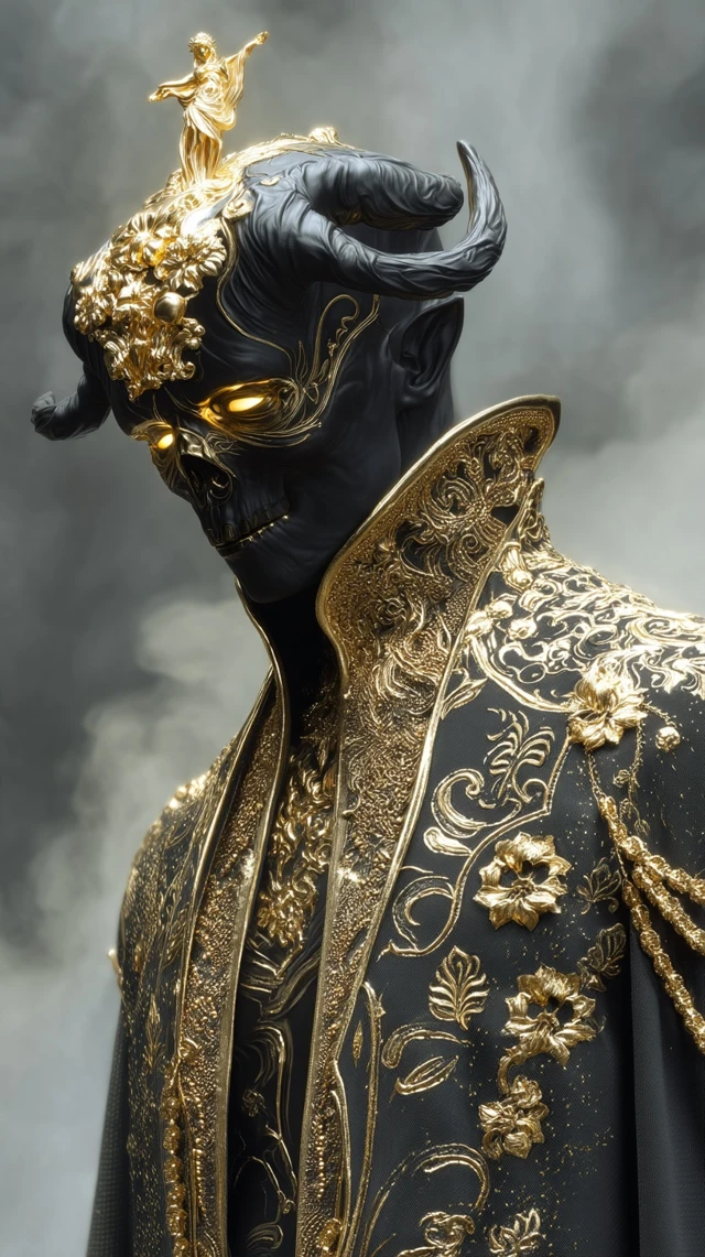 Demonic Noble Golden Skull Fantasy Art