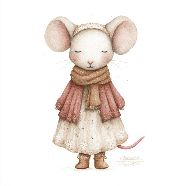Adorable Watercolor Mouse Illustration Christmas
