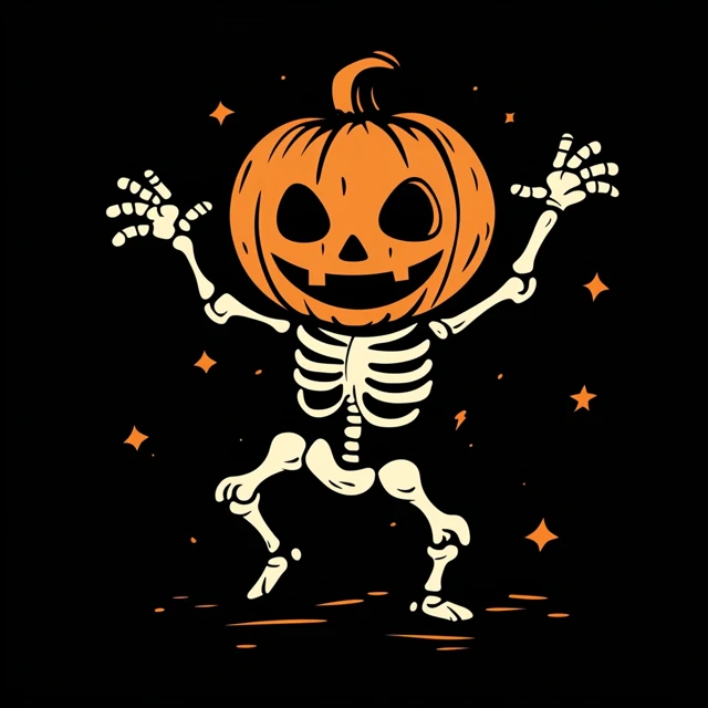 Halloween Dancing Skeleton with JackOLantern Head