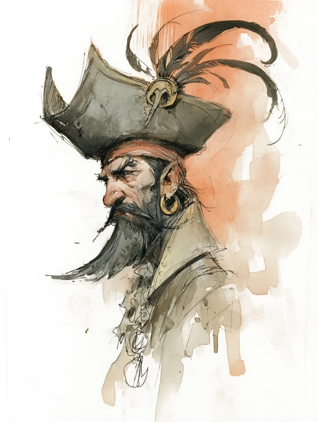 Captain Blackbeard Fantasy Art Headshot