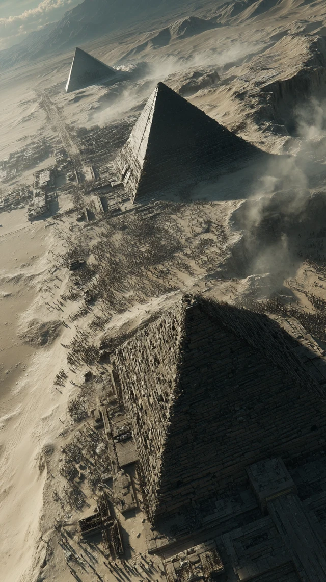 Ancient Egyptian Pyramid Construction Aerial View