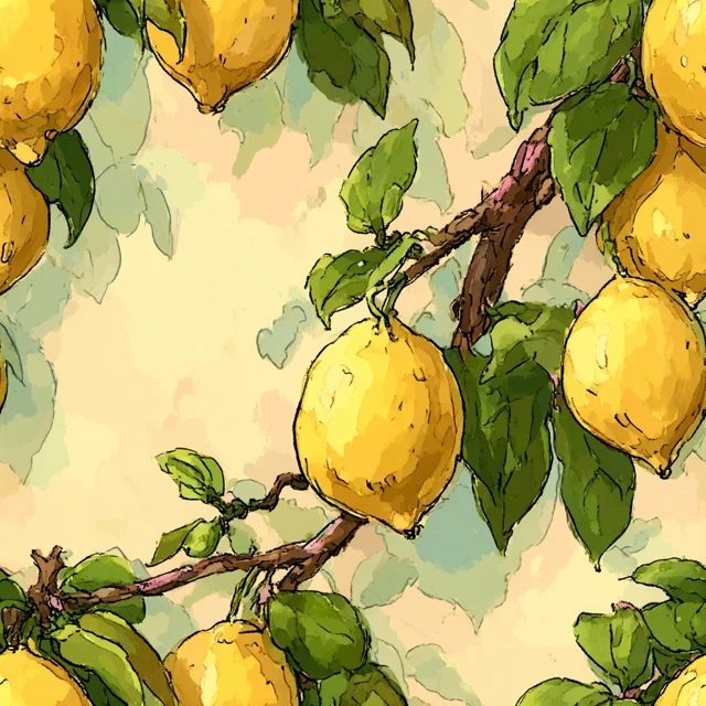 Lemon Pattern Illustration Art Design Fresh and Citrus