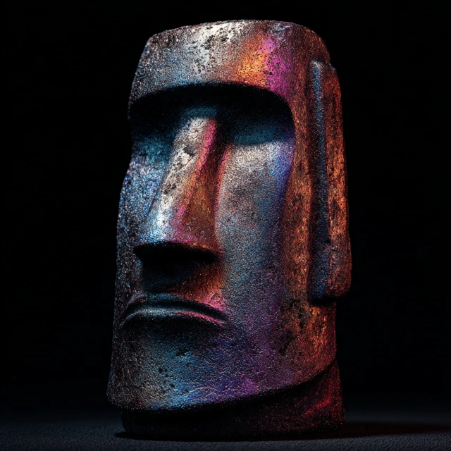 Metallic Easter Island Head Photorealistic