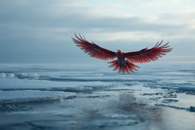 Phantom Firebird Over Frozen Sea