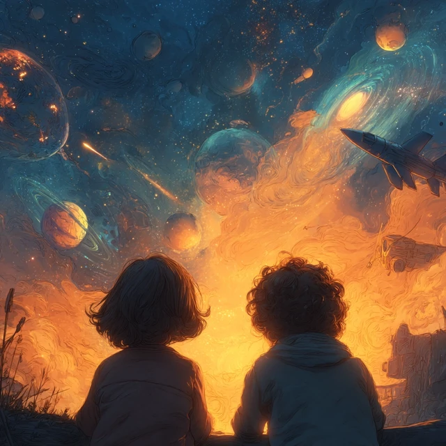 Children Dream Big Space Illustration