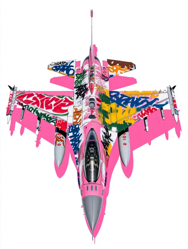 F16 War Plane Graffiti Art Urban Street Style