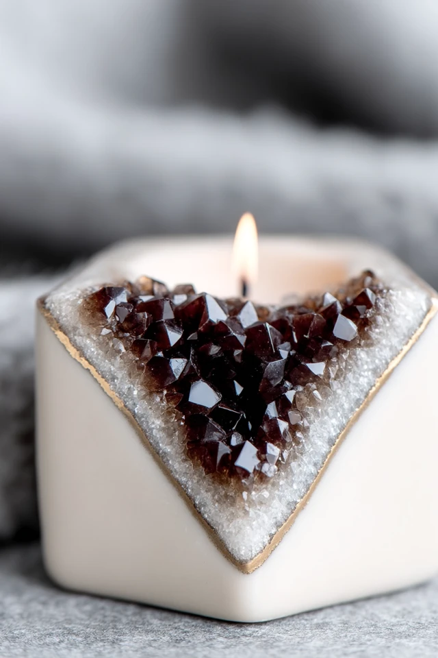 Citrine Crystal Geode Decor Candle Holder