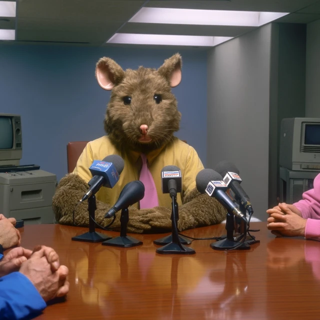 Rat in Corporate Meeting Surreal Press Conference