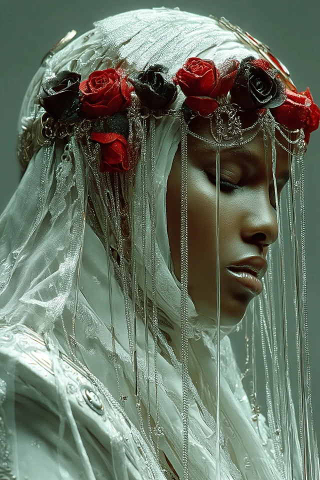 African American Angel with Roses Art by Sadie Barnette