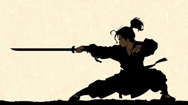Wuxia Martial Artist with Jian Sword Silhouette