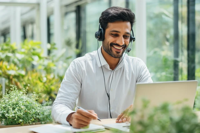 Indian Businessman in a Video Call Office Setting