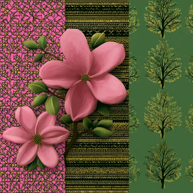 Ankara Pattern Pink and Green Floral Design