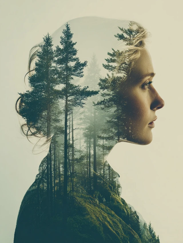Woman and Forest Double Exposure Art