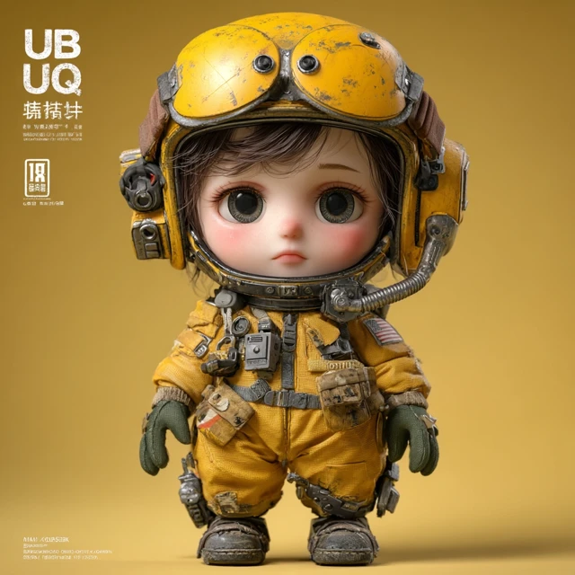 Cute Astronaut Girl with Yellow Helmet 3D