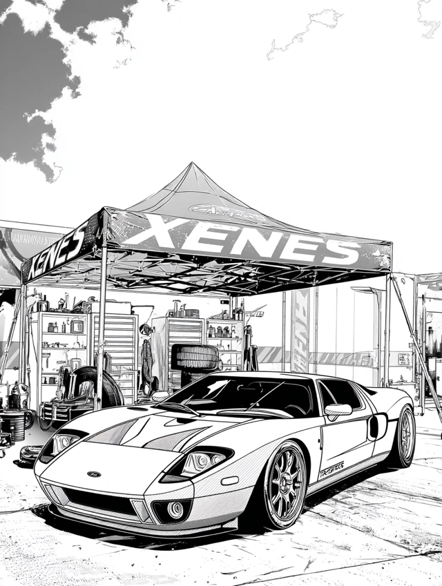 GT Car Coloring Book Race Car Illustration