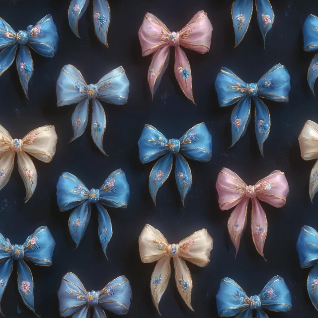 Dark Blue Bows and Butterflies Art