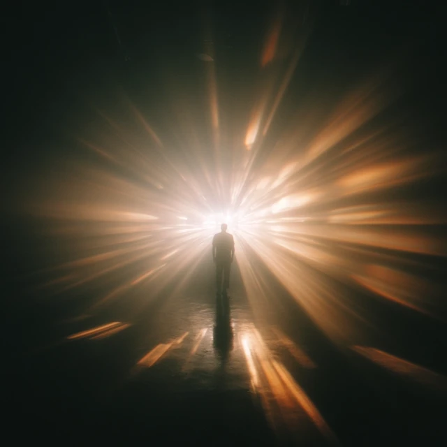 Man in Silhouette with Light Burst