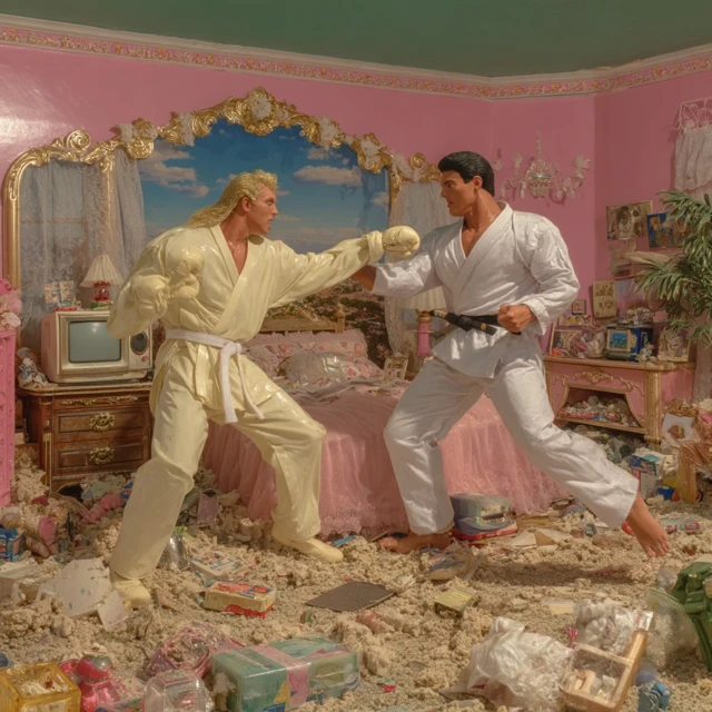 Toys Karate Fight in a 90s Kids Room