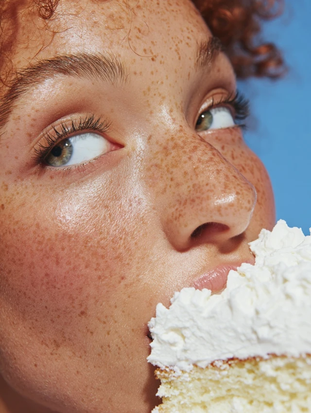 Summer Joy Woman with Cake Freckles Sun Kissed