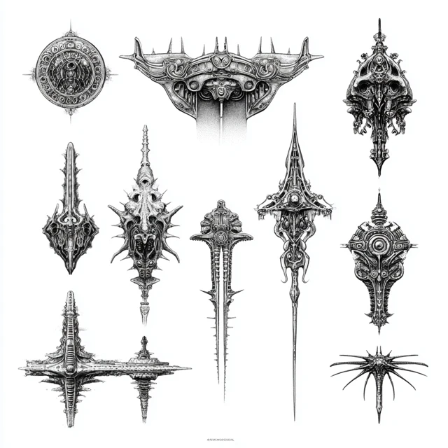 Bio-Mechanic Tattoo Flash Sheet H R Giger Style