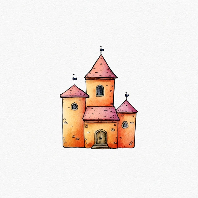 Cute Simple Castle Clipart Illustration