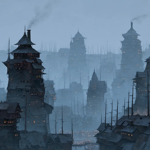 Medieval Slum City Eerie Dark Fantasy