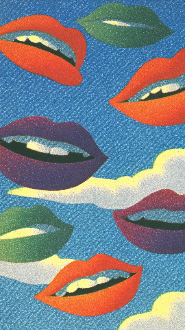 Smiling Mouths Illustration Cheerful Surreal Art