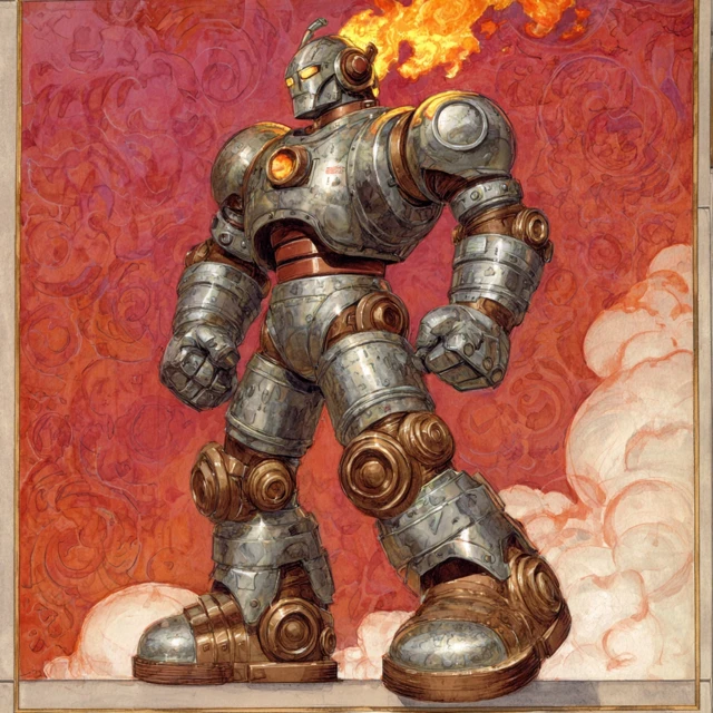 Steampunk Robot Artwork Alex Ross Marvel Comics Style