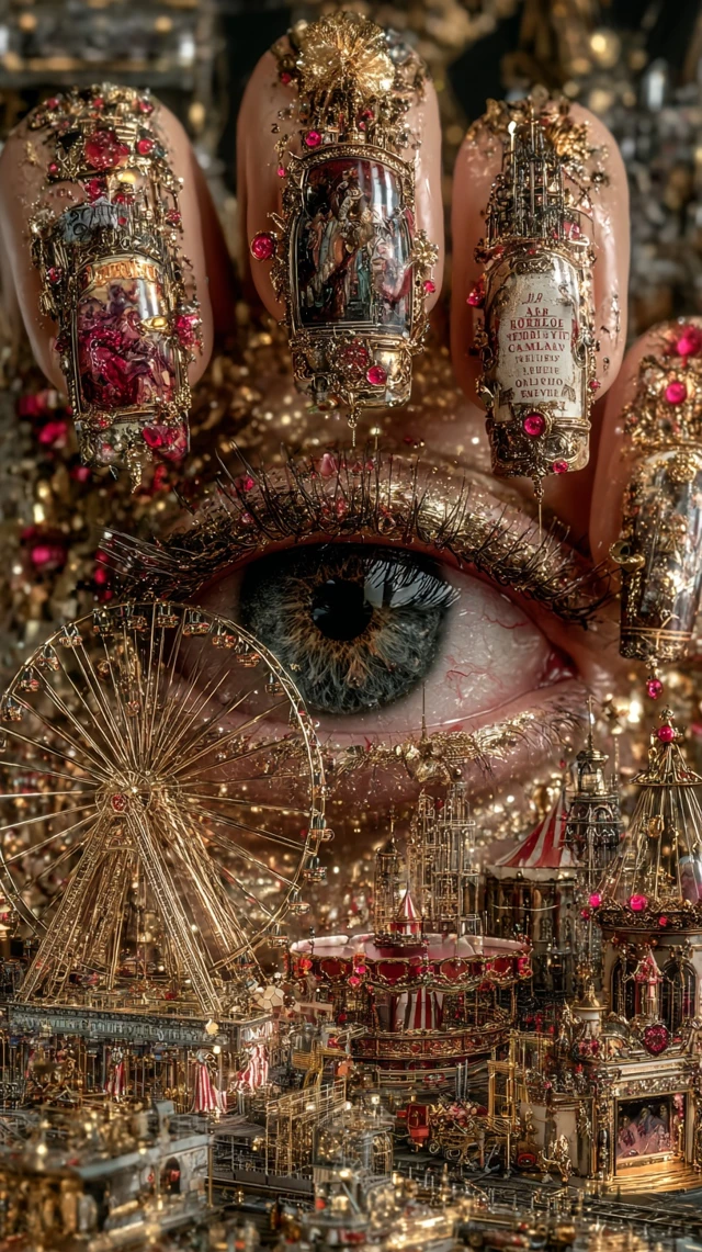 Surreal Nail Art Circus Dreamlike Portrait