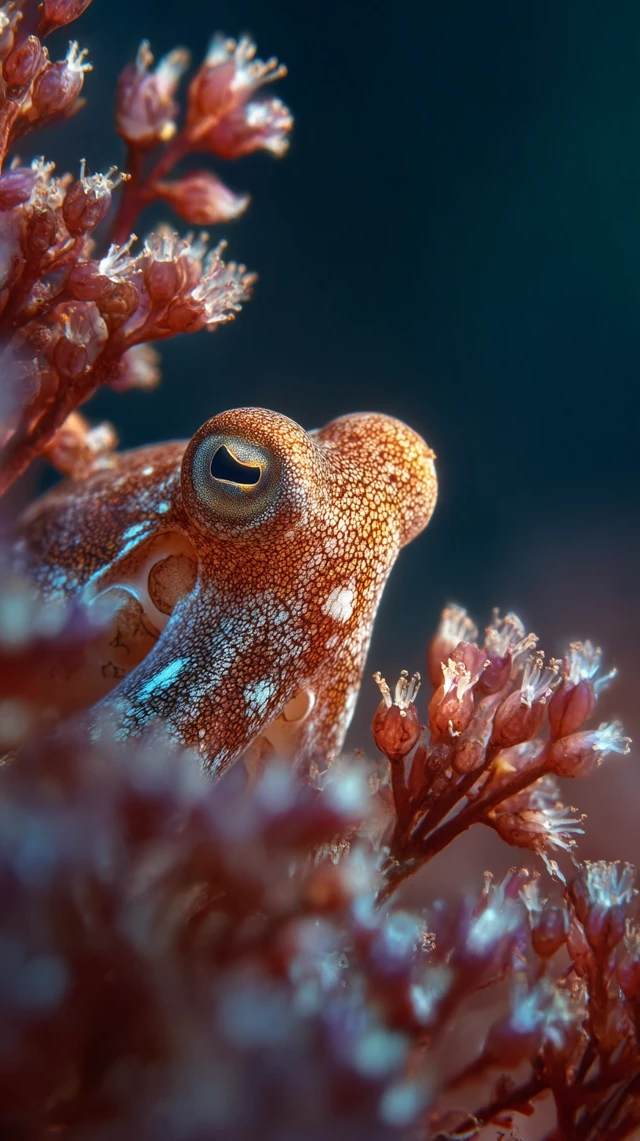 Octopus Camouflaged on Coral Reef Underwater Photo