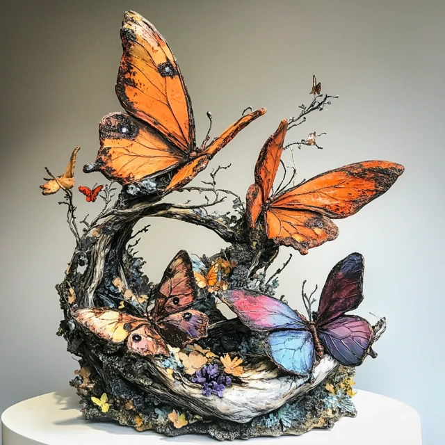 Butterfly Sculpture Nature Art Decor